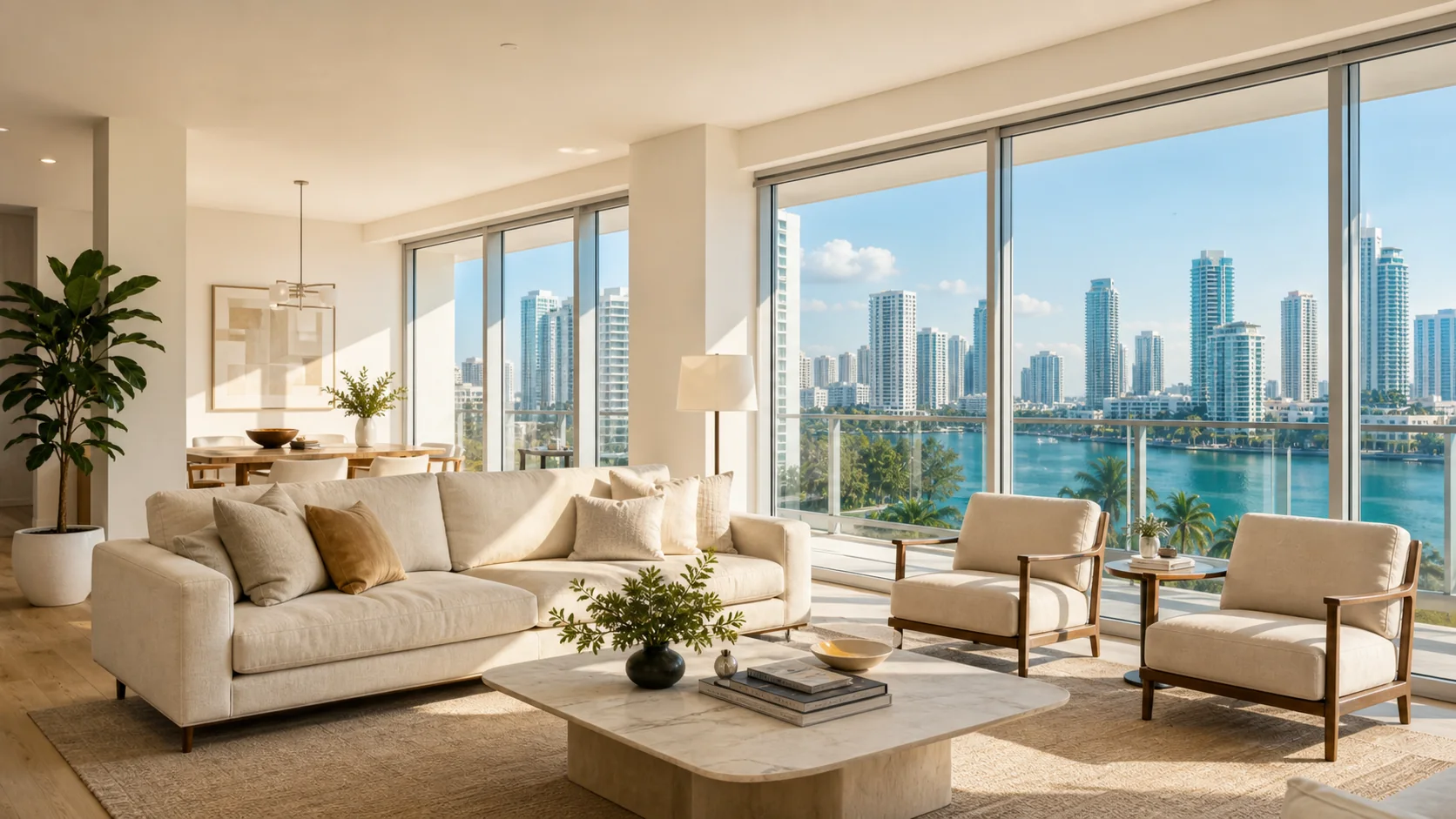 Interior luminoso de un alquiler en Miami