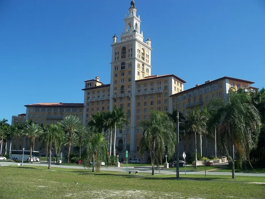 The Biltmore Hotel in Coral Gables, a Mediterranean Revival landmark framed by palms